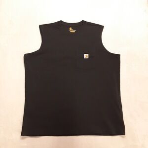 Carhartt Mens Sleeveless Cotton Pocket T-Shirt XL Relaxed Fit Black Crew 100374
